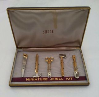 Rare Swank Tie Bar Clasp Miniature Jewel Kit Tools Set Home Improvement Handyman