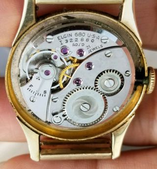 Rare Vintage 14K Yellow Gold Lord Elgin 21 Jewels Men ' s Wristwatch. 6
