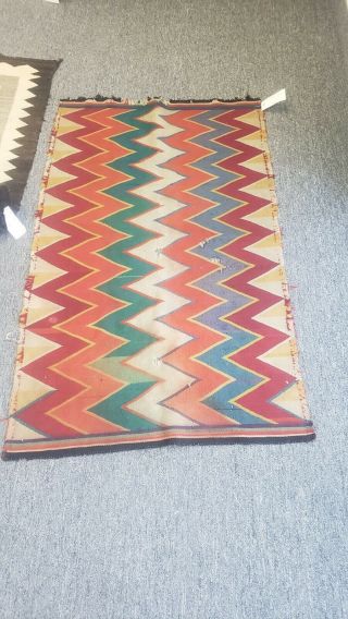 Antique Navajo Germantown Blanket Native American Dazzler Rug Weaving 48 By 29