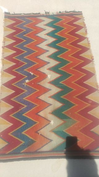 Antique Navajo Germantown Blanket Native American Dazzler Rug Weaving 48 by 29 2