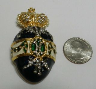 Joan Rivers Egg/crown Imperial Crystal/rhinestone Enamel Seed Pearl Brooch