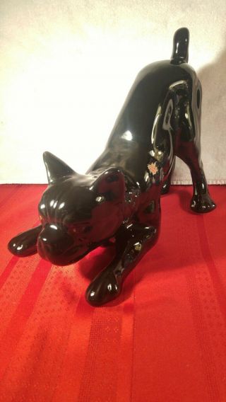 Rare Vintage Camark Art Pottery Boston Terrier Figurine Black Glaze
