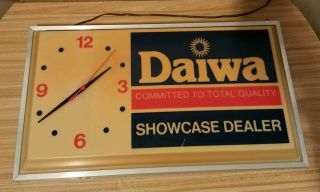 Vintage Daiwa Fishing Reel Dealer Lighted Clock Sign RARE Store Display 5