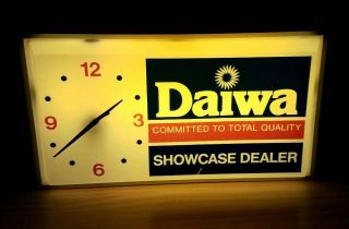 Vintage Daiwa Fishing Reel Dealer Lighted Clock Sign RARE Store Display 7
