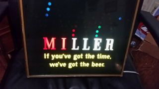 Miller Beer Vintage Lit Bar Sign With Dancing Lights.