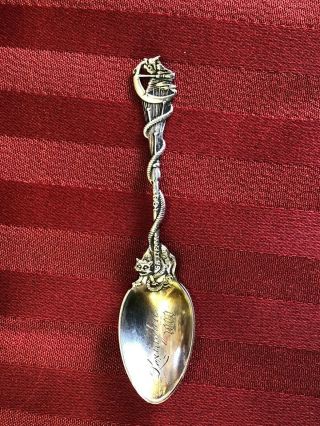 Antique Gorham Daniel Low Salem Witch Sterling Souvenir Spoon Figural Halloween