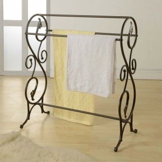 Vintage Quilt Rack Stand Blanket Bedspread Storage Display Scroll Metal Iron