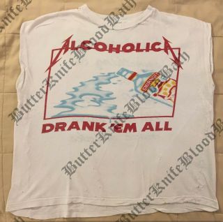 1980s Metallica Rare Alcoholica T - Shirt M Vtg Concert Tour Megadeth Thrash Metal