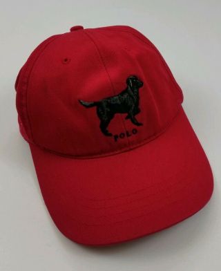 Vintage Polo Sport Ralph Lauren Black Lab Dog Hat 90s Rare Usa Bear Rl Cap Euc
