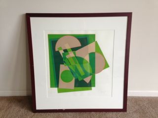Vintage Framed Thomas Lahy Signed Abstract Silk Screen Print 1979 31/60
