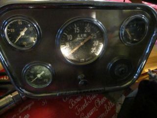 VINTAGE,  BOAT,  INSTRUMENT PANEL,  STEWART WARNER GAUGES,  BRASS INLAID,  RAT ROD 2