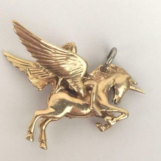 Vintage Estate 14K Gold Pegasus Winged Horse Unicorn Pendant Charm for Necklace 2