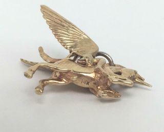 Vintage Estate 14K Gold Pegasus Winged Horse Unicorn Pendant Charm for Necklace 5