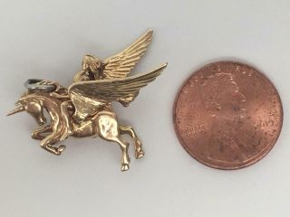 Vintage Estate 14K Gold Pegasus Winged Horse Unicorn Pendant Charm for Necklace 9