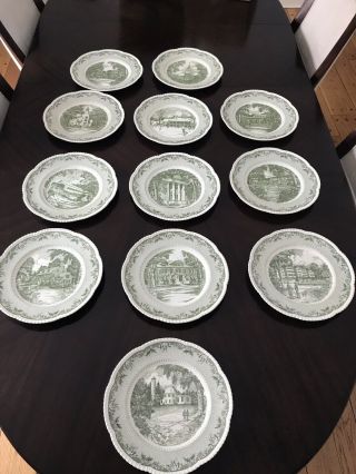 Set Of 12 Vintage Wedgwood Dartmouth College Commemorative Lace Dinner Plates