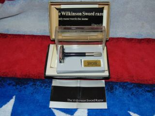 NOS VINTAGE WILKINSON DE SAFETY RAZOR WITH BOX & Blades Papers 3