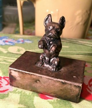 Vintage Matchbox Holder With Boston Terrier