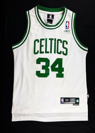 Vtg Reebok Paul Pierce White Boston Celtics Youth Nba Sewn Jersey Medium 34
