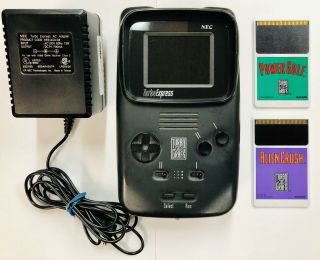 Vintage Turbo Express Handheld System Console Tg16 Turbografx W Games Ac Adapter