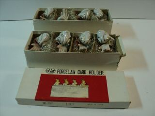 Set Of 8 Vintage Davar Bone China Place Card Holder Hands And Flowers