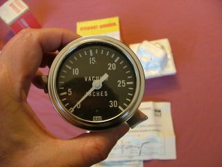 Vintage NOS 1960s Stewart Warner 2 5/8 Vacuum Gauge SW,  NOS 429330,  355 - B 2