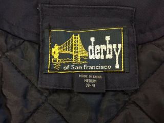 Vintage DERBY OF SAN FRANCISCO Men’s Navy Blue Full Zip Bomber Jacket Medium 6