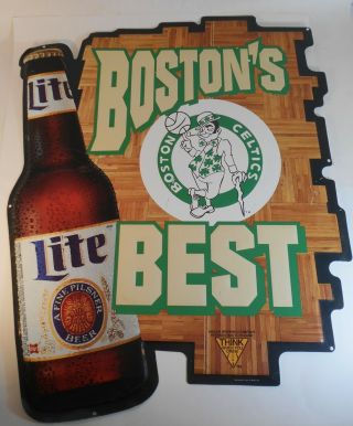 Vintage Miller Lite Beer Sign Boston Celtics Parquet Floor Boston 