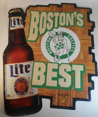 Vintage Miller Lite Beer Sign Boston Celtics Parquet Floor Boston ' s Best 2