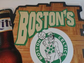Vintage Miller Lite Beer Sign Boston Celtics Parquet Floor Boston ' s Best 3