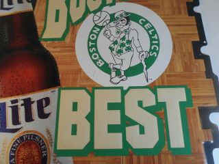 Vintage Miller Lite Beer Sign Boston Celtics Parquet Floor Boston ' s Best 4