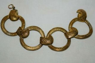 Antique Edwardian 10k Gold Filled Book Chain Large Link Bracelet 7.  5 " 46.  83gm
