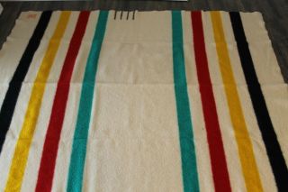 Vintage Hudson Bay Striped Wool Blanket Multi - Color 64 X 82 - - 4 Point