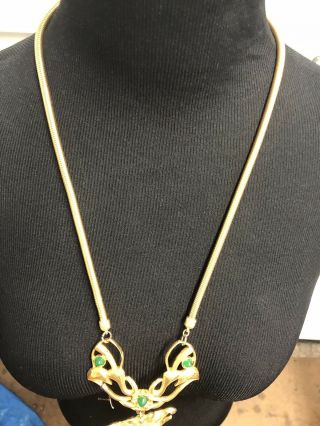 signed PAULINE RADER Aztec Massive Charm Emerald? Beads Charm Necklace 5