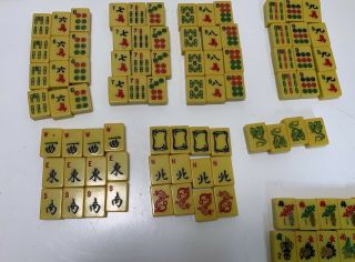 Vintage Mah Jong Box Set with Bakelite Catalin 164 Tiles 5 Racks 4
