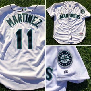 Vtg 90s Russell Seattle Mariners Edgar Martinez Stitched Usa Baseball Jersey 44