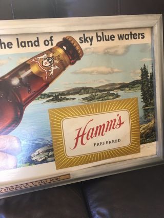 Vintage Hamm’s Beer Sign Theo Hamm Brewing Great Graphics Cardboard Orig.  Frame 3