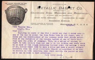 1899 Metallic Basket Co Rochester Ny Vintage Letterhead Rare History