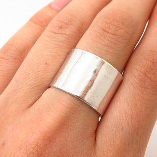 925 Sterling Silver Vintage Mexico Los Ballesteros Classic Wide Band Ring Size 8