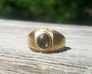 Vintage 14k Yellow Gold Black Star Sapphire Ladies Ring Sz 6 Scrap Or Wear