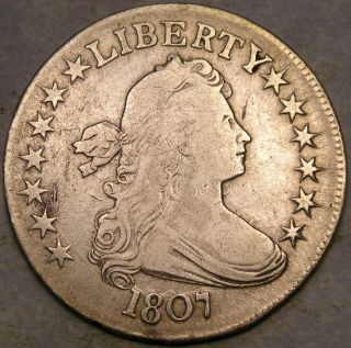 1807 Draped Bust Heraldic Eagle Reverse Silver Half Dollar Rare Overton—103a—r.  3
