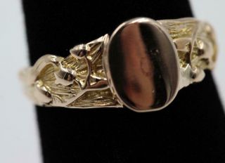Art Deco 10k Gold Lily Of The Valley Design Size 6.  25 Signet Ring