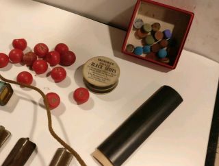 Antique Vintage The BRUNSWICK BALKE COLLENDER Pool Billiard items weight etc 8