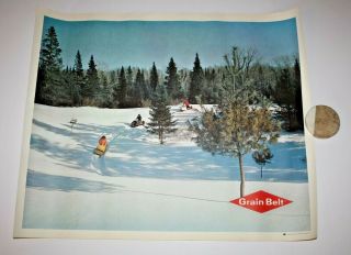 Vintage Grain Belt Beer Advertising Poster Snowmobile Polaris Skidoo 6915