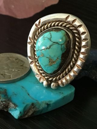 Yipes Vintage Old Pawn Native American Turquoise Sterling Silver Ring Sz 5 1/2