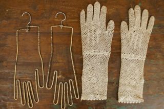 Vintage Lace Hand Made Gloves,  Metal Wire Glove Molds 5