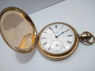 Gold Plated Elgin Full Hunter Pocket Watch.  Fwo