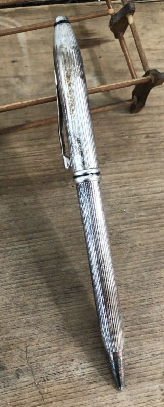 Vintage Sterling Silver Cross Ball Point Pen Pinstripe