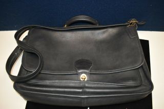 Vintage Authentic Coach Black Leather Messenger Briefcase G5c - 5180