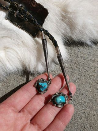 Vtg Old Pawn Navajo Native American Turquoise Sterling Silver Scorpion Bolo Tie 4
