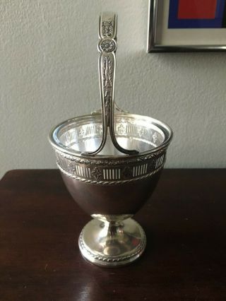 Antique Sterling Silver Basket With Glass Insert